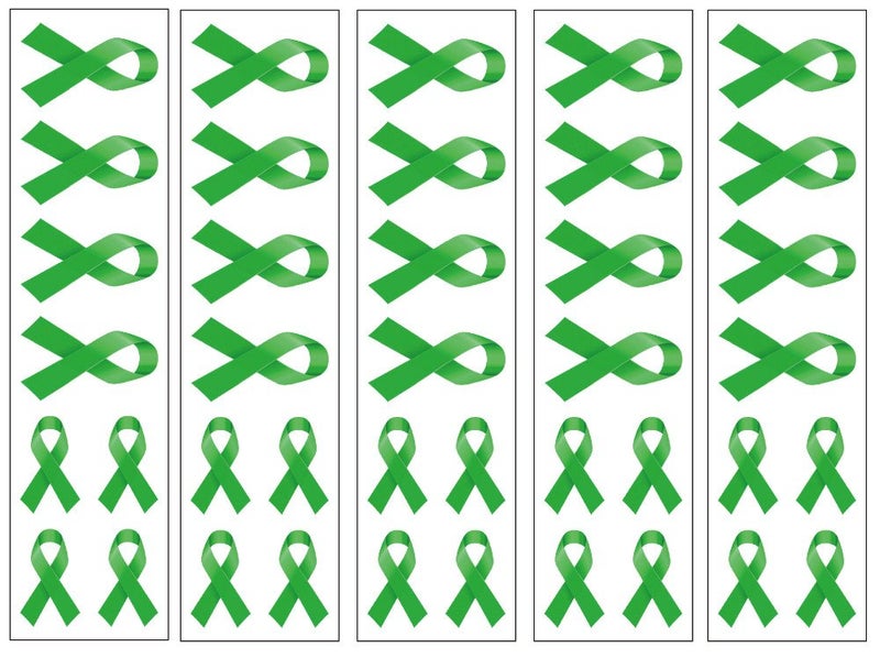 PremiumTT temporary tattoos 40 Green Ribbon Temporary Tattoos: Mental Health Awareness Tattoo - Image 1